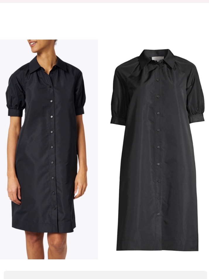 Lafayette 148 New York Brennan Puff Sleeve Shirtdress Black Large